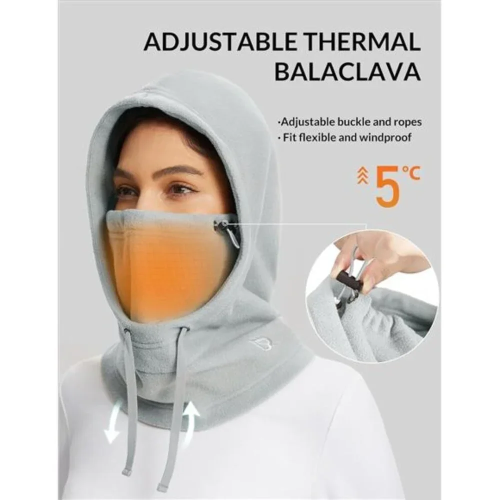 Unisex Fleece Balaclava Face Mask Thermal Ski Mask Face Cover with Hood Scarf